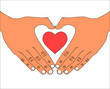 Hand with love heart icon