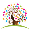 Tree with ornaments and hearts logo vector