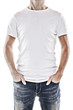 Young man wearing a blank white t-shirt