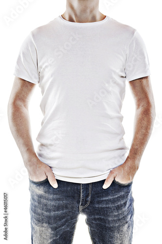 Photo: Young man wearing a blank white t-shirt Young man wearing a blank white t-shirt