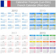 2013 French Mix Calendar Mon-Sun on white background