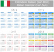 2013 Italian Mix Calendar Mon-Sun on white background