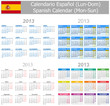 2013 Spanish Mix Calendar Mon-Sun on white background