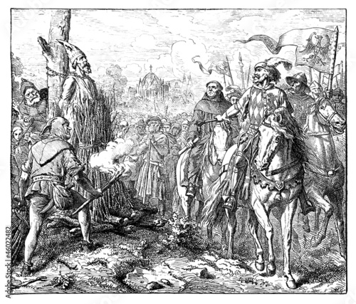 Illustration: Burning the Heretic - 14th century Burning the Heretic - 14th century