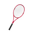 Red tennis racket isolated white background