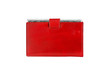 Dollars in red leather purse isolated on white background