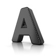 Letter A as a perforated metal object over white