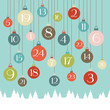 Advent Calendar Hanging Christmas Balls Retro
