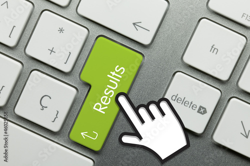 Photo: Results. Hand. Keyboard key Results. Hand. Keyboard key