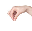 Woman hand picking  isolated