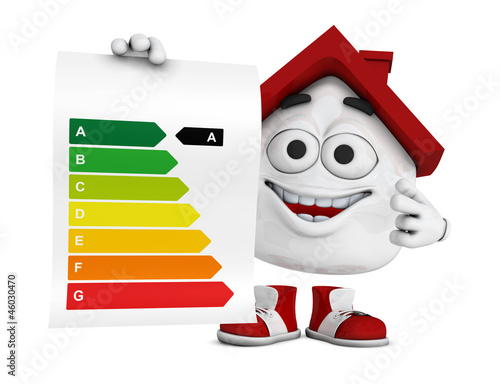 Illustration: Kleines 3D Haus Rot - Energieeffizienz Konzept 2 Kleines 3D Haus Rot - Energieeffizienz Konzept 2