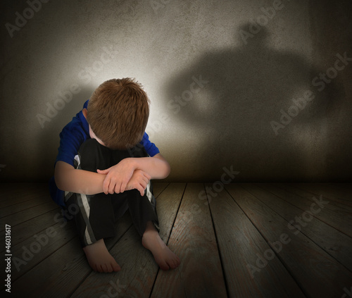 Photo: Sad Abused Boy with Anger Shadow Sad Abused Boy with Anger Shadow