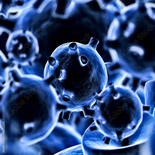 Illustration: bacteria infection at microscopic level. bacteria infection at microscopic level.