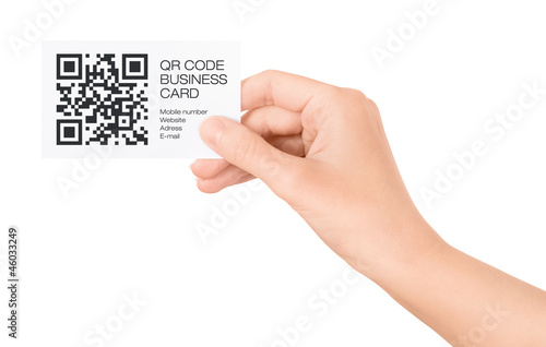 Photo: Hand Showing QR Code Business Card Hand Showing QR Code Business Card