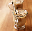 Photo: Iced coffee with copy space composition Iced coffee with copy space composition