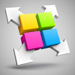 Colorful Cubes With Arrows 3D