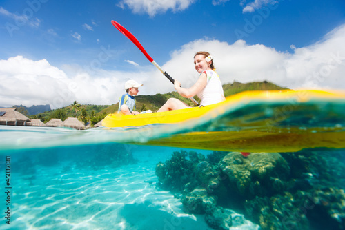 Photo: Mother and son kayaking Mother and son kayaking