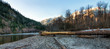 Riverside Forest with Snow Mountains