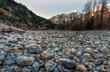 Photo: Field of natural stones with mountains Field of natural stones with mountains