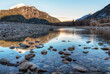 River Leading Towards Sunset Lit Mountains