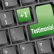 Testimonials computer key shows recommendations