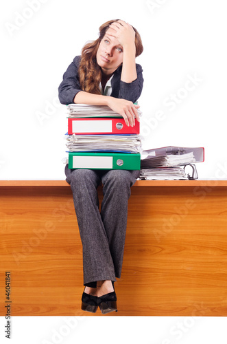 Photo: Busy woman at workplace Busy woman at workplace
