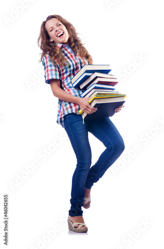 Photo: Young student isolated on the white Young student isolated on the white