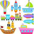 Vector Icons : Boat / Ship / Aircraft Vehicles / Transportation