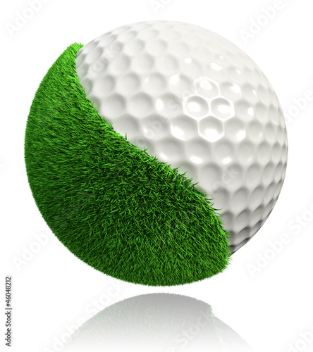 Illustration: golf ball with green grass golf ball with green grass