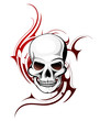 Skull shape with tattoo ornament isolated on white