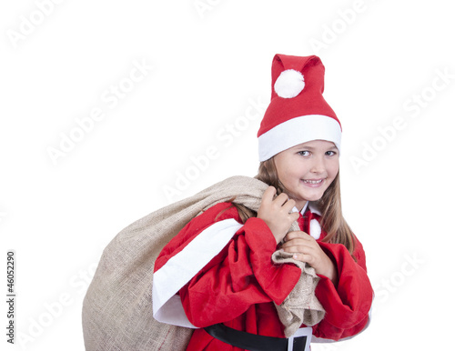 Photo: Mädchen mit Weihnachtsmannkostüm Mädchen mit Weihnachtsmannkostüm