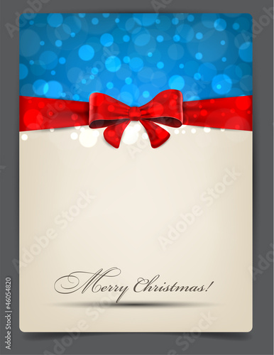 Vector: Christmas background with red bow. Christmas background with red bow.