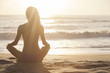 Woman Girl Sitting Sunrise Sunset Bikini Beach