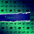 Vektor: Green background with pattern of Halloween characters Green background with pattern of Halloween characters