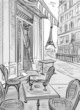 Street in paris -sketch  illustration