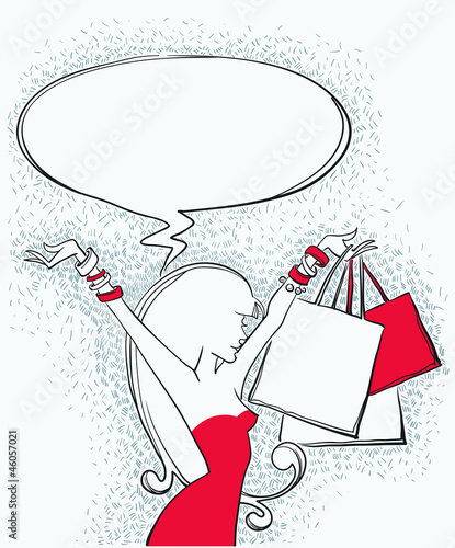 Vector: vector commercial background with girl image and shopping bags vector commercial background with girl image and shopping bags
