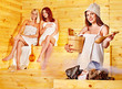 Friend relaxing in sauna.