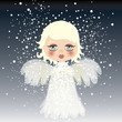 Vector: Adorable little angel on the sky / Snow background Adorable little angel on the sky / Snow background