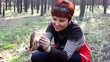 Woman had cut the mushroom