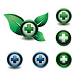 Vektor: icone Pharmacie et verte et bleue icone Pharmacie et verte et bleue