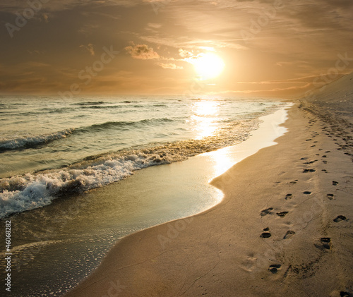 Photo: Golden Sunset On The Sea Shore Golden Sunset On The Sea Shore