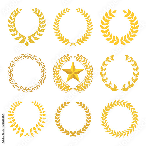 Vector: golden laurel wreaths golden laurel wreaths