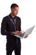 Young african american man using a laptop