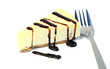 Dessert - Delicious cheesecake with chocolate sauce