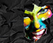 Photo: Haloween face crumpled torn paper Haloween face crumpled torn paper