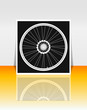 Bicycle wheel on flyer or cover