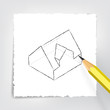 Architektenzeichnung eines Hauses mit Bleistift