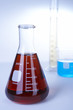 Red liquid in conical flask