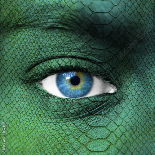 Photo: Human face with dragon skin texture Human face with dragon skin texture
