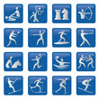 Set of blue sport icons